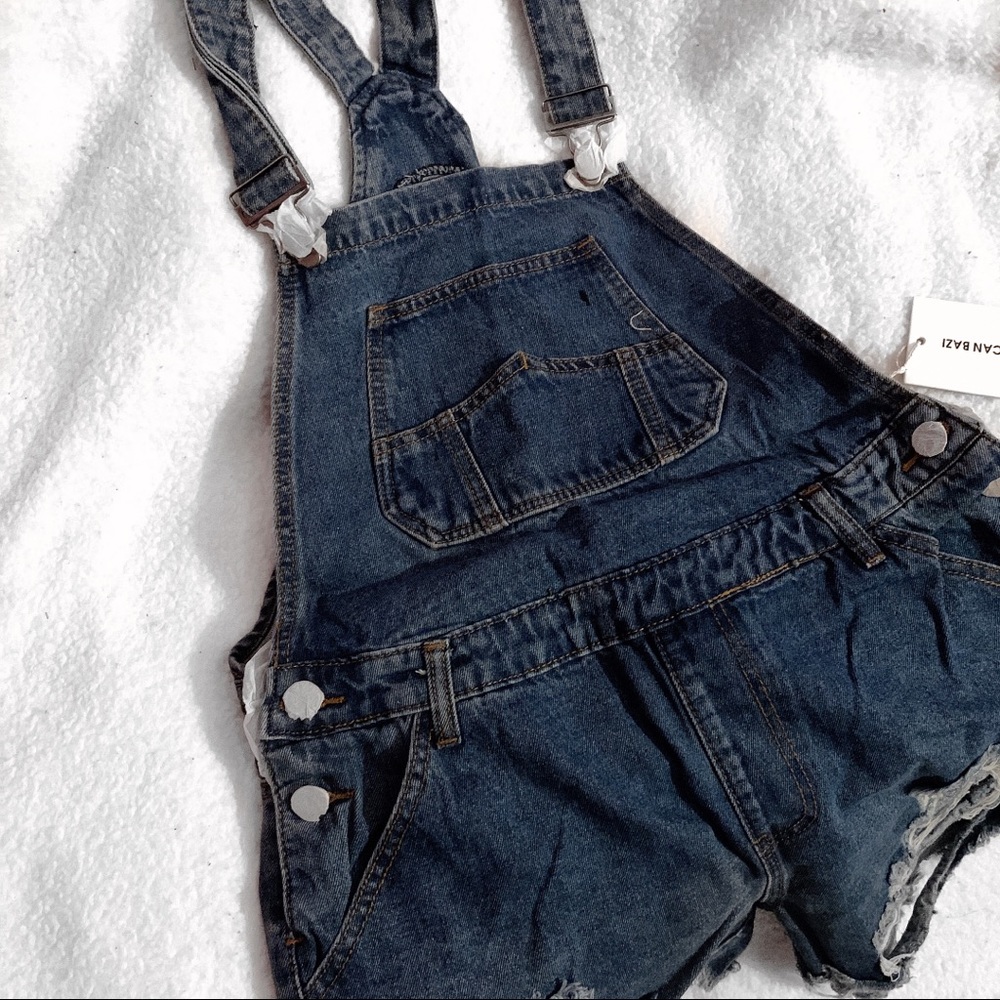 caught in the moment distressed denim overalls